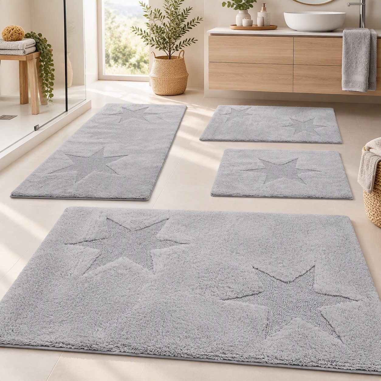 OTTO home Badematte Marie, Badvorleger, Badezimmer Teppich, Höhe 13 mm, rutschhemmend beschichtet, strapazierfähig, …