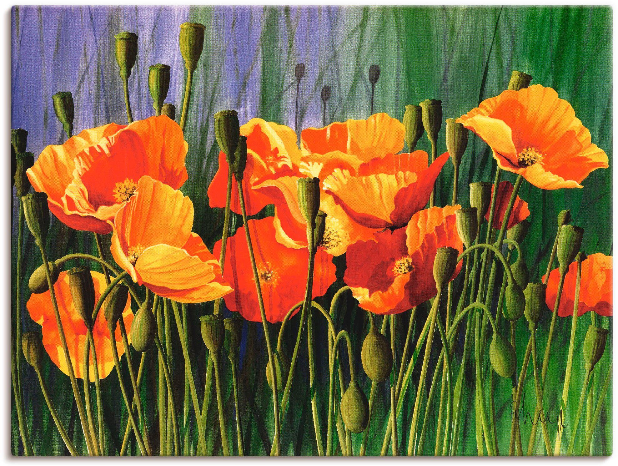 Artland Leinwandbild Mohnblumen I, Blumen (1 St), auf Holzrahmen gespannt