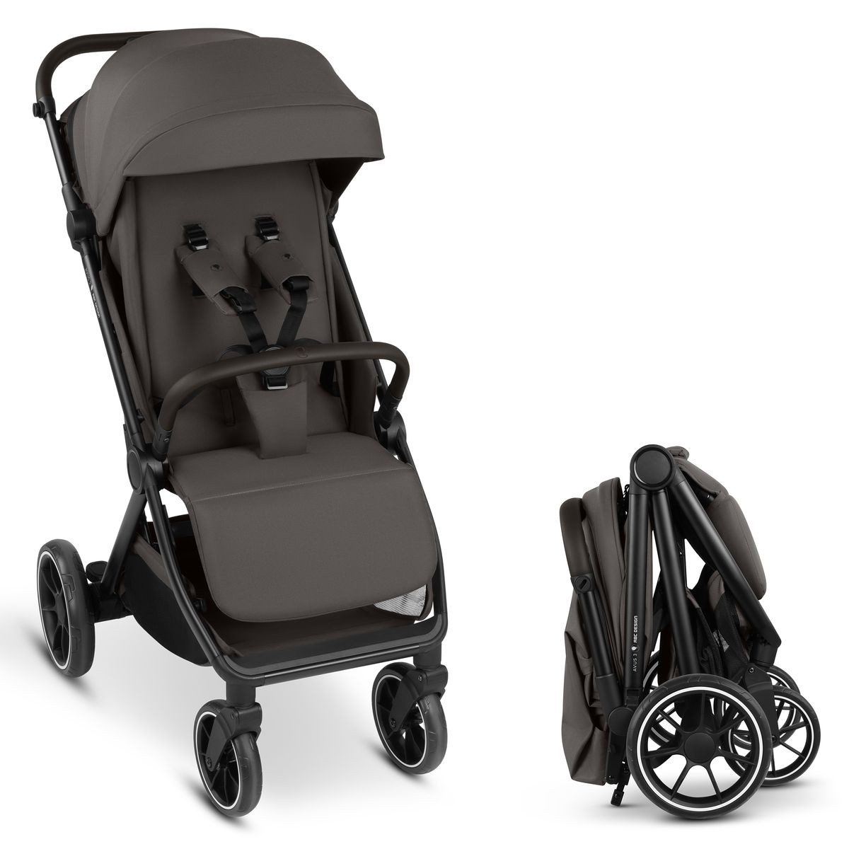 ABC Design Kinder-Buggy Avus 3 - Nut, Sportwagen mit Liegefunktion & Einhand-Faltung bis 22 kg