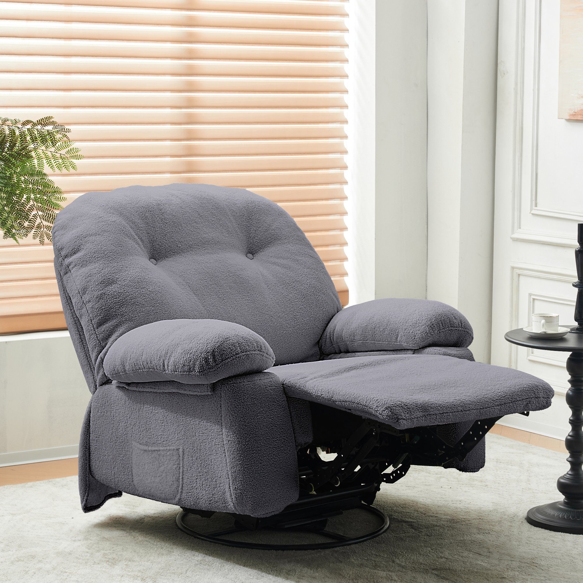 REDOM TV-Sessel Relaxsessel mit Fernbedienung (Wohnzimmersessel, Heimkino-Loungesesse), mit 360° Drehfunktion und Timer Grau