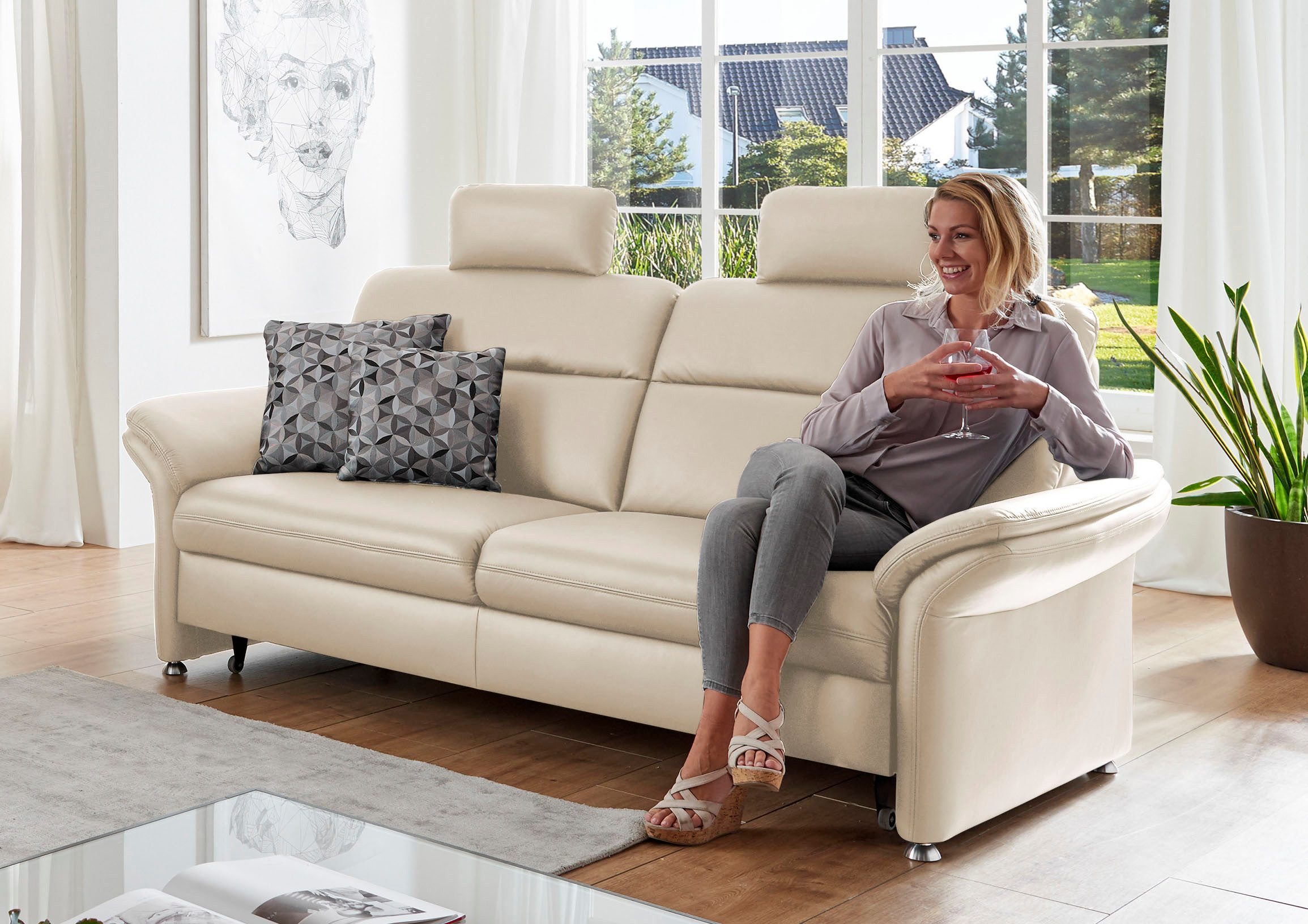 Die PlanBar 3-Sitzer PN-EM16031, Breite 228 cm, mit Kopfstützen, wahlweise mit Relaxauszug