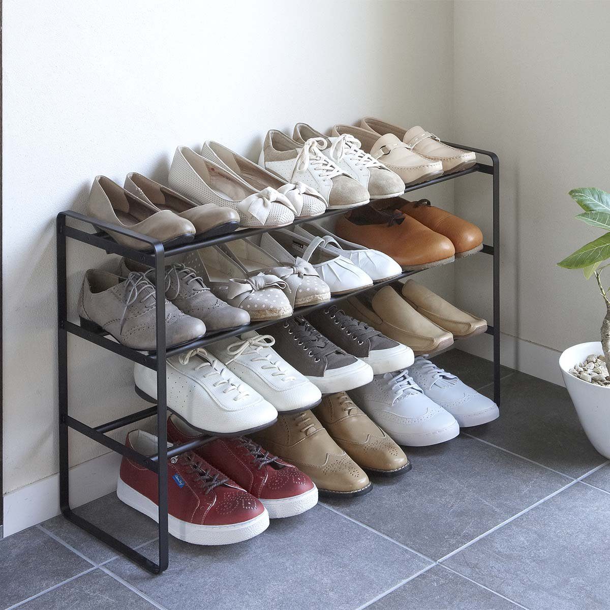 Yamazaki Schuhregal "Tower", platzsparend, Schuhständer, Schuhablage, Metall, ausziehbar, erweiterbar