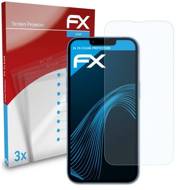 atFoliX Schutzfolie Displayschutz für Apple iPhone 13, (3 Folien), Ultraklar und hartbeschichtet