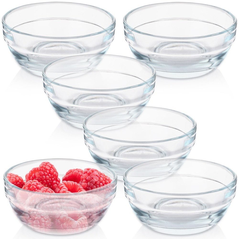 Excellent Houseware Dipschale 7.5 cm Basic aus transparentem Glas, spülmaschinengeeignet, Glas, (6-tlg), für Desserts, 80ml, 6 Stück