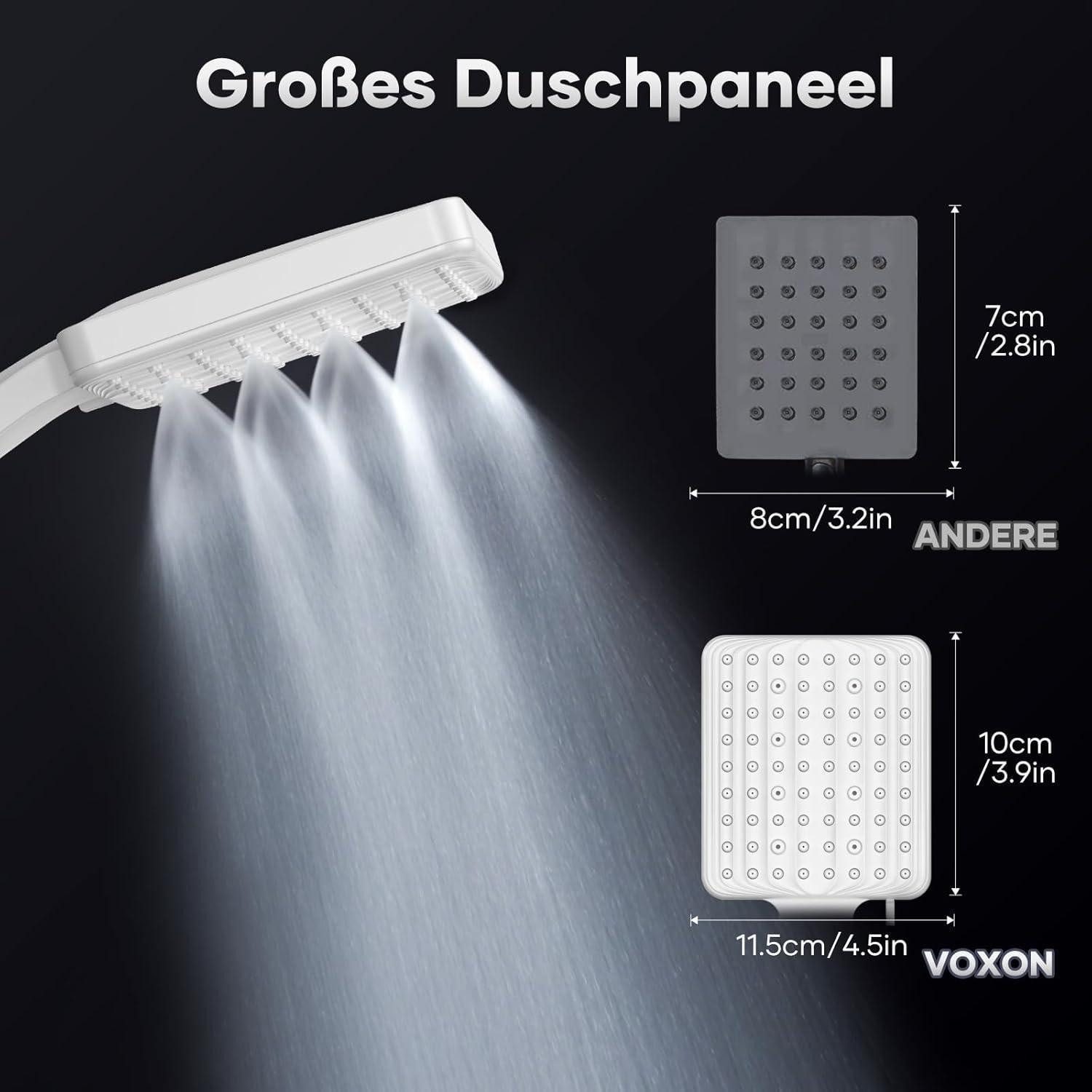 LuxusKollektion Regenduschkopf Duschkopf Handbrause Schlauch 1,6m Weiß Duschkopf mit Schlauch 1.8m