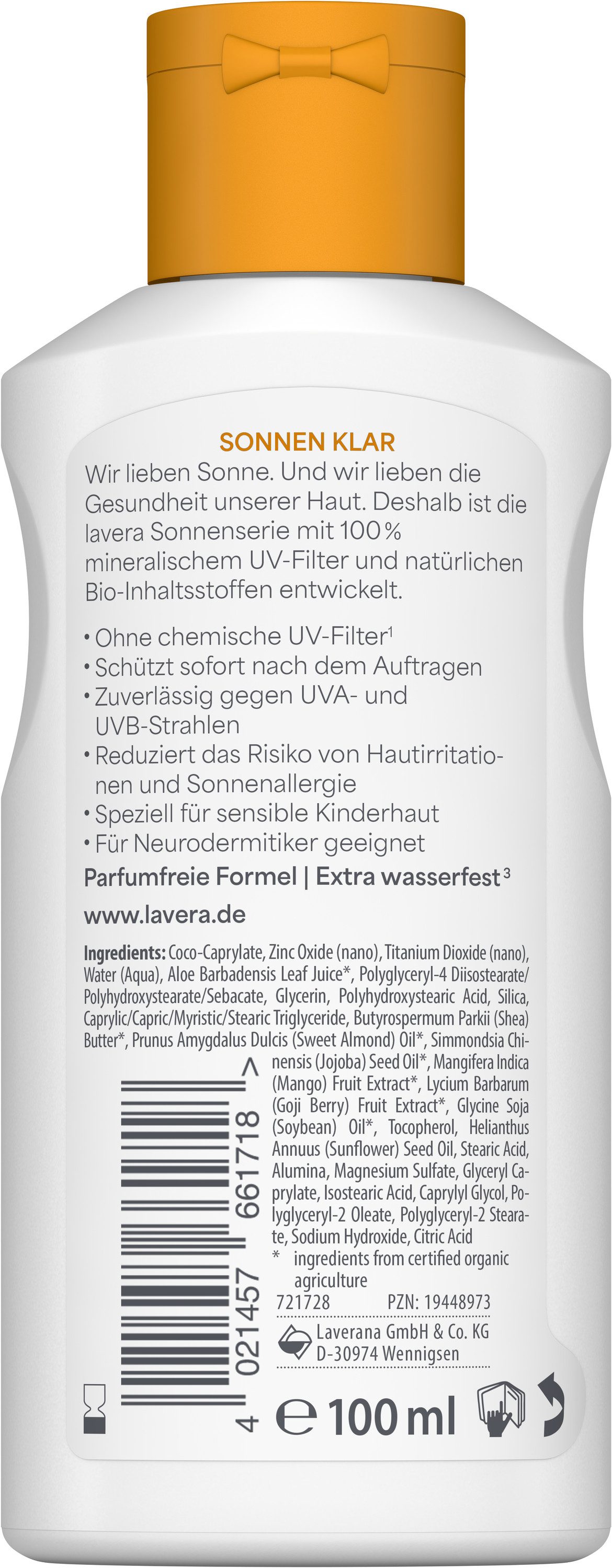 lavera Sonnenschutzlotion Sonnenlotion Sensitiv Kids LSF 50, 1-tlg.