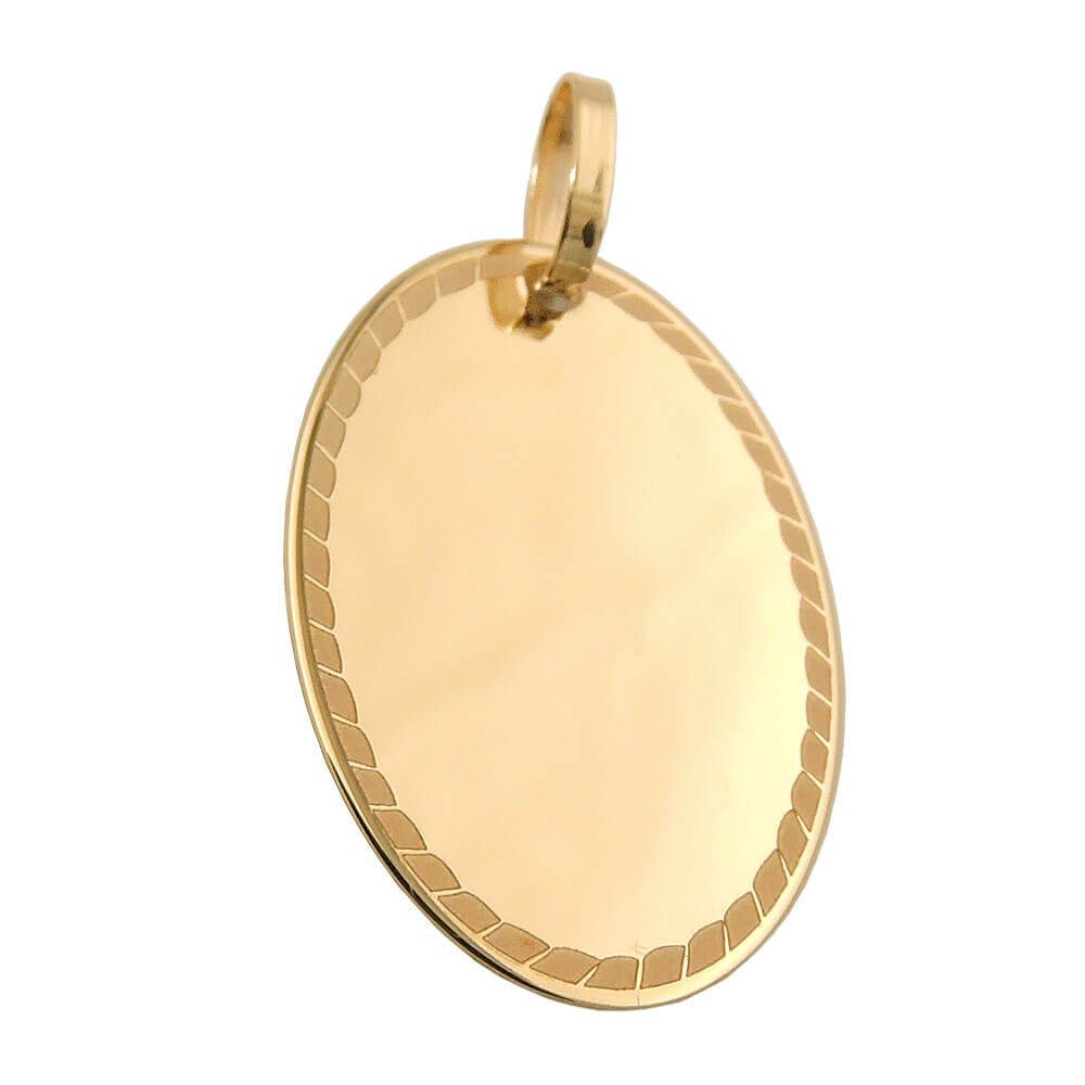 Schmuck Krone Kettenanhänger Anhänger 19x13mm glänzend, 375 Rand 375 oval mit Gelbgold 9Kt Gold Gravurplatte Gold