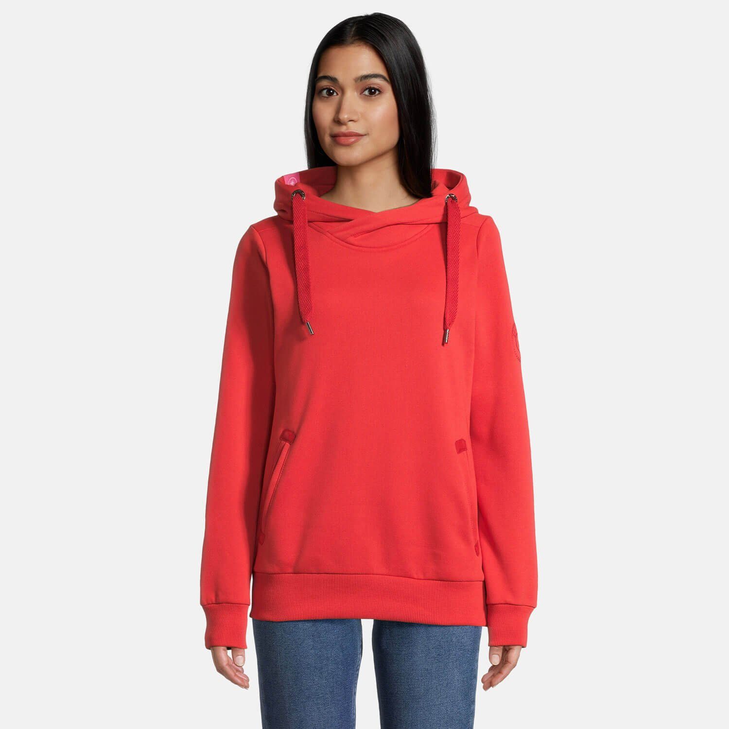 salzhaut Kapuzenpullover Damen Hoodie Pullover Sweater Kapuze unifarben - red Sünn mit chilli