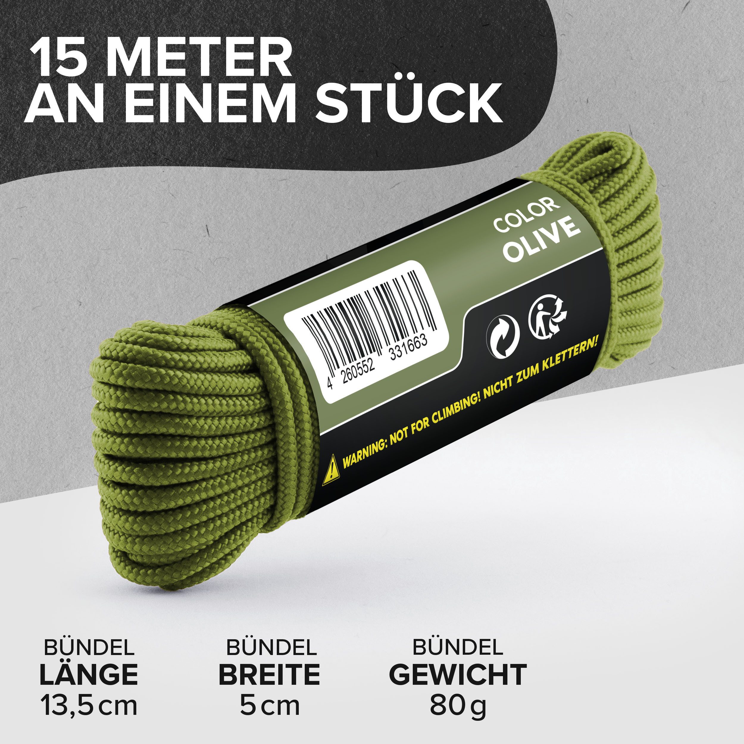 GO!elements Paracord 425 - 3mm Abspannleine, Paracord 425 aus reißfester Nylonschnur