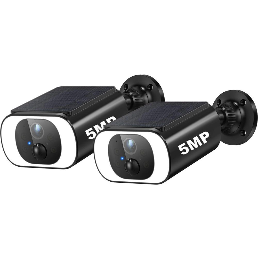 Topcony Überwachungskamera 5MP FHD Überwachungskamera Aussen Akku mit Solarpanel (Überwachung, Innenbereich Sicherheit, Aussen, Außenbereich Sicherheit, Innenbereich, Außenbereich, 100% Kabellose Kamera Überwachung Aussen Solar Flutlicht, 2-tlg., 2-Wege-A