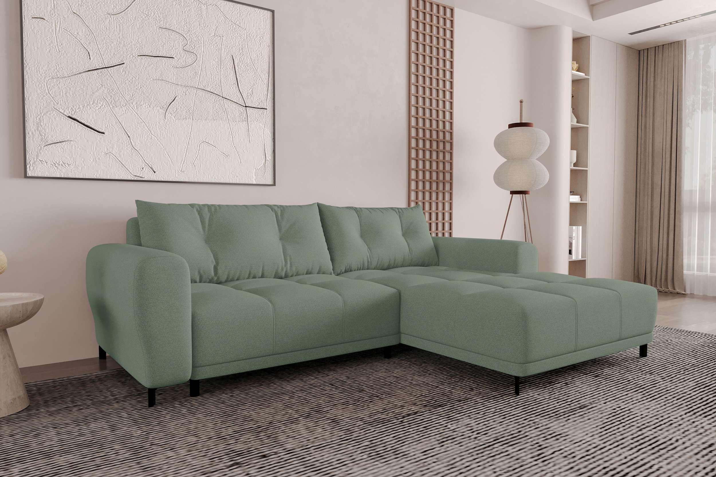 99rooms Ecksofa Massimo, Sofa L-Form, Eckcouch, mit Schlaffunktion,Rundumbezug, in Strukturstoff NEVE