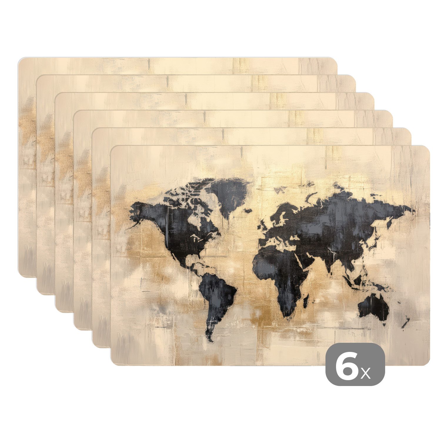 MuchoWow Platzset Weltkarte - Gold - günstig online kaufen