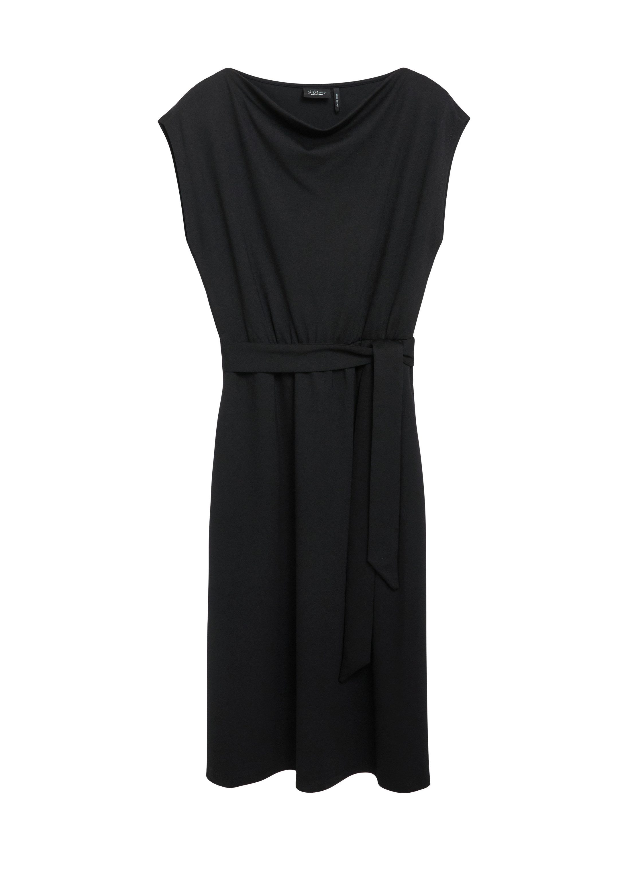 s.Oliver Minikleid Kleid Kurzes Kleid mit Wasserfall-Ausschnitt und Bindegürtel