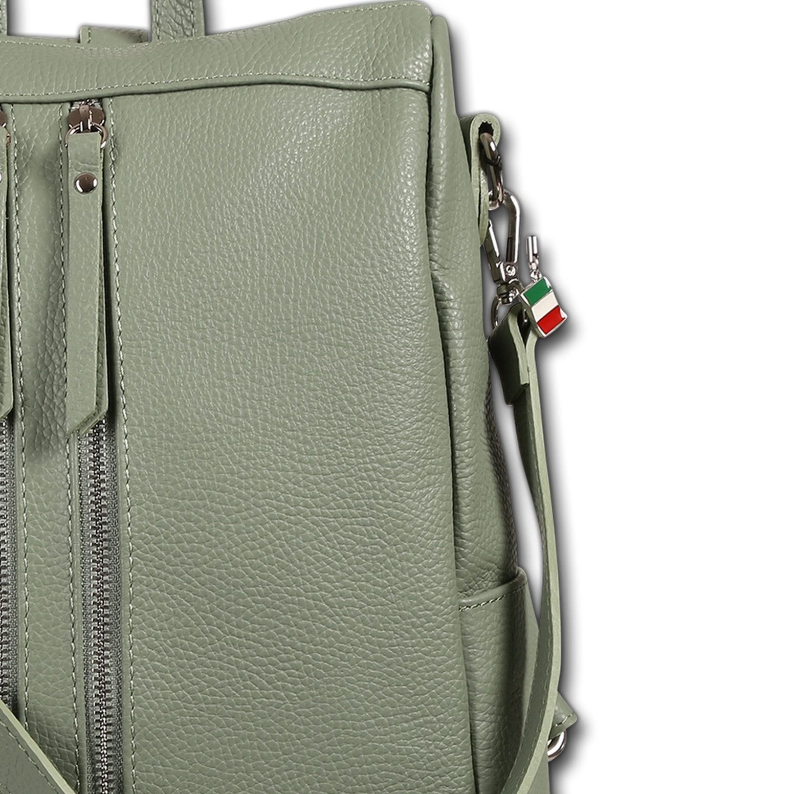 FLORENCE Cityrucksack Florence Rucksack Damen Echtleder, Damen Leder Cityrucksack, hellgrün ca. 30cm
