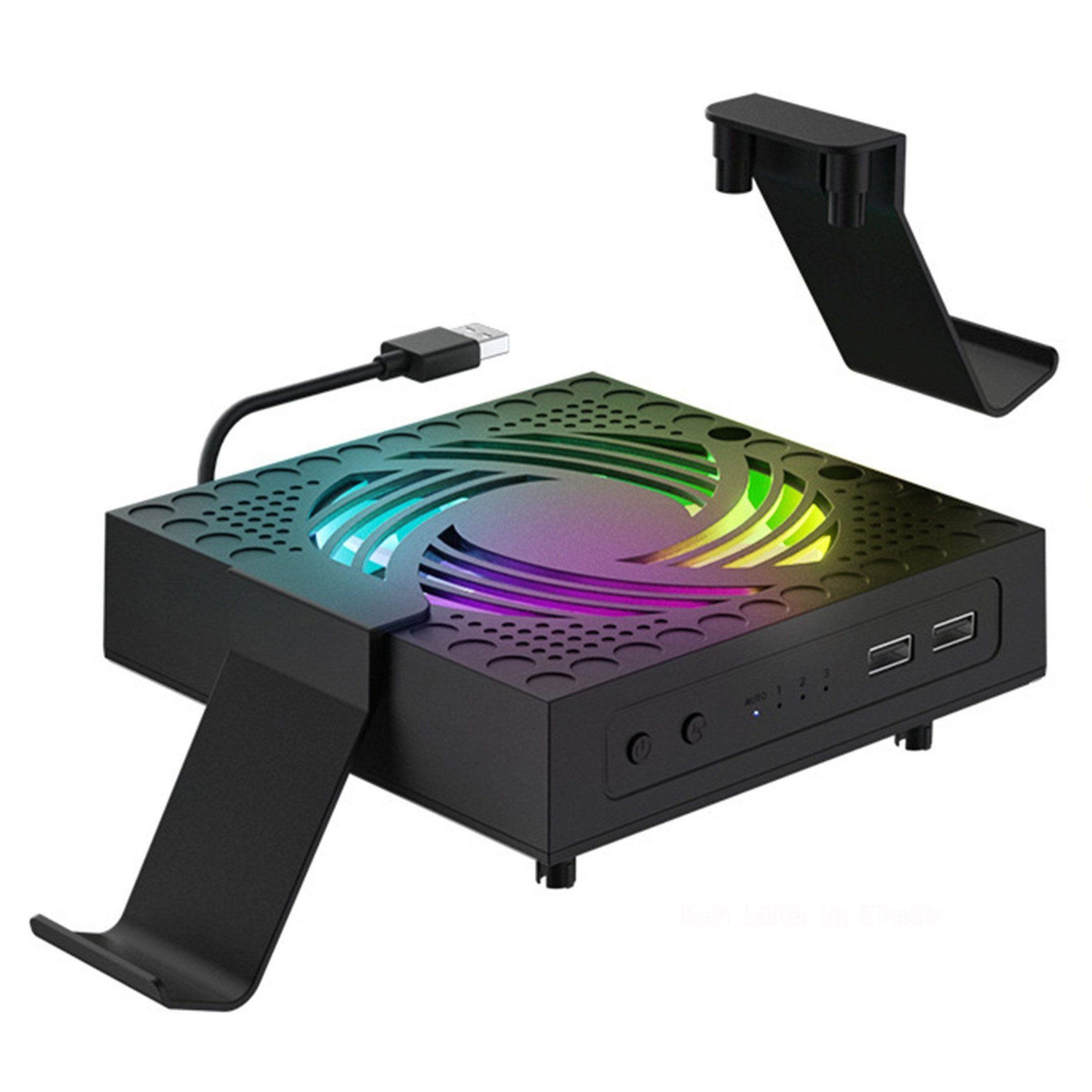 KINSI Xbox Series X Kühlung Lüfter mit RGB Beleuchtung,4 Stufen Geräuscharm Xbox-Controller (Lüfter für xbox series x XSX)