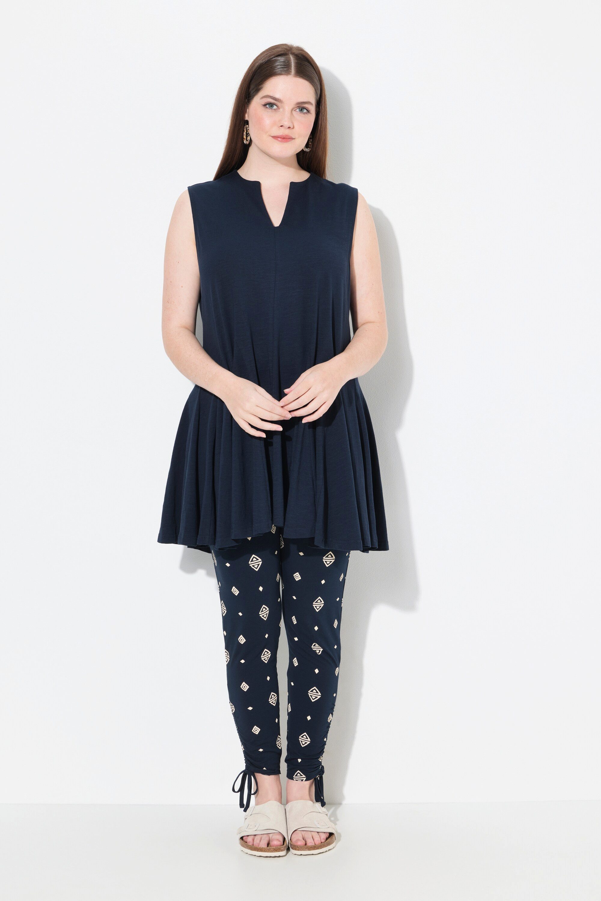 Ulla Popken Longshirt Top A-Linie Tunika-Ausschnitt günstig online kaufen