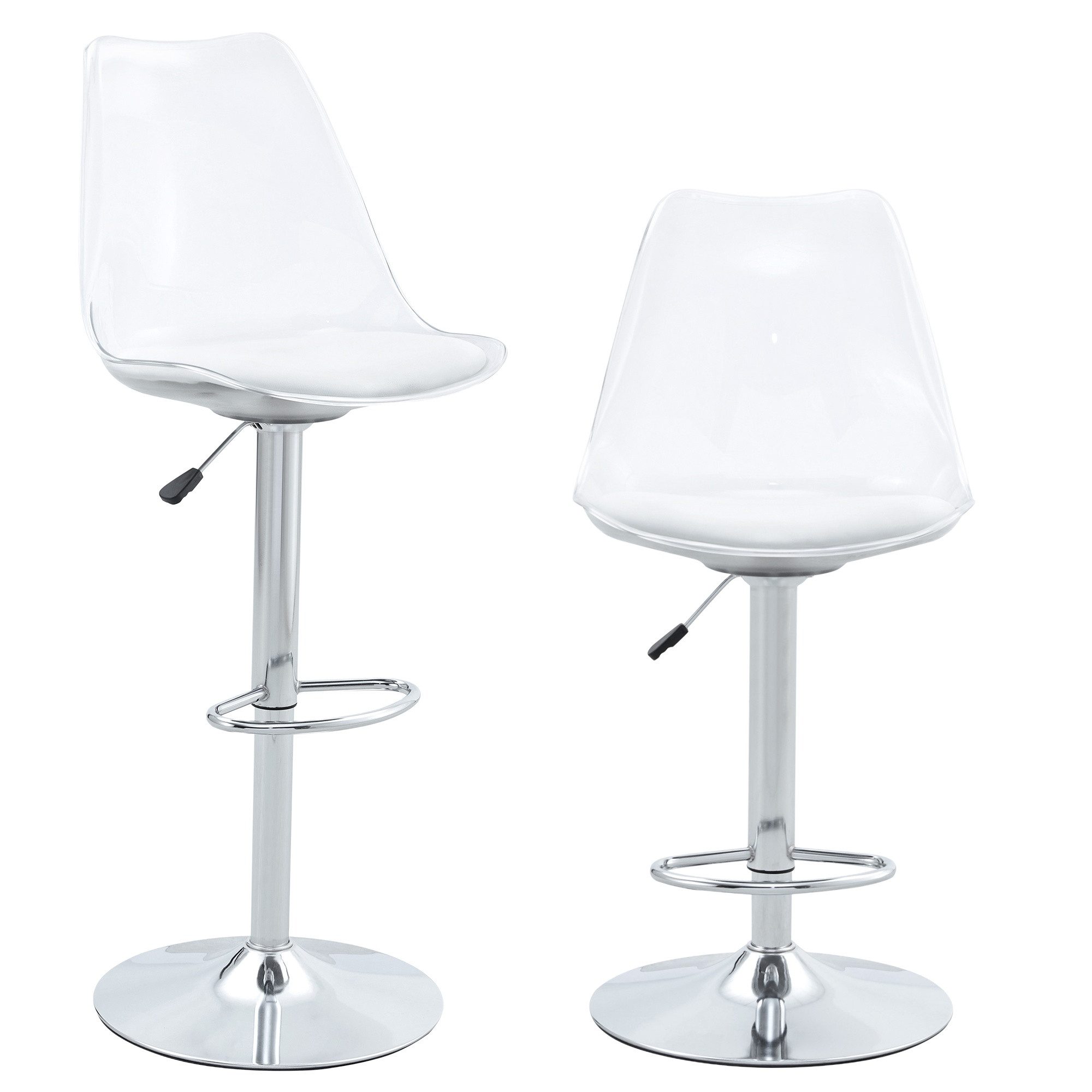 gopop Barhocker 2er Set höhenverstellbar 99-120cm, 360° drehbar, Esszimmerhocker (2 St), Thekenhocker Drehhocker Schalenhocker mit transparenter Rückenlehne