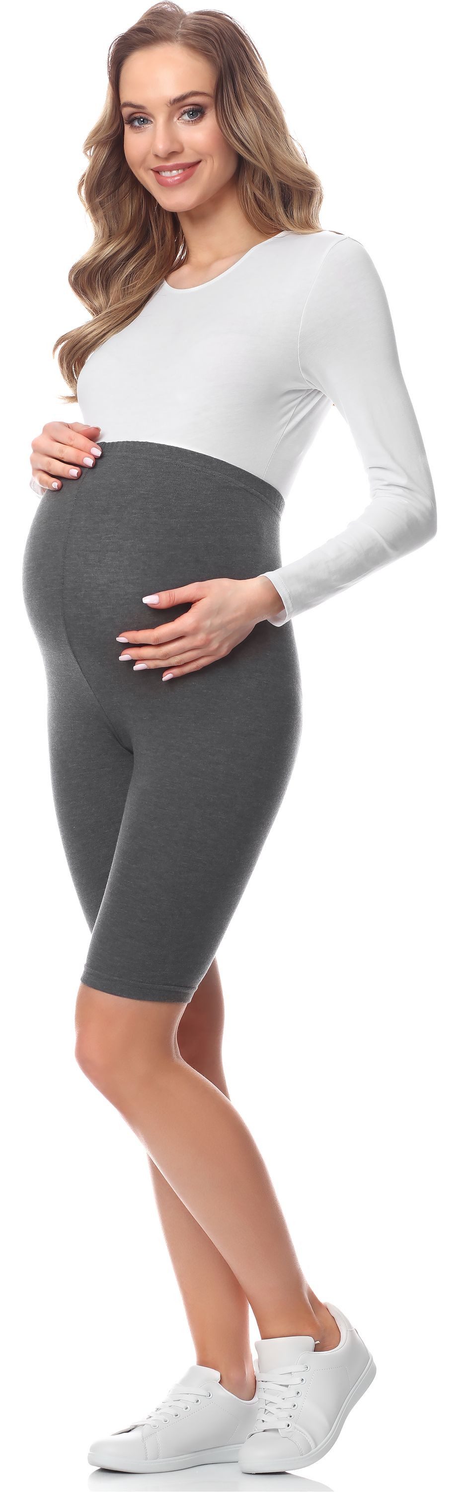 Be Mammy Umstandsleggings Kurze Umstandsleggings aus Baumwolle BE20-228 (1-tlg) elastischer Bund