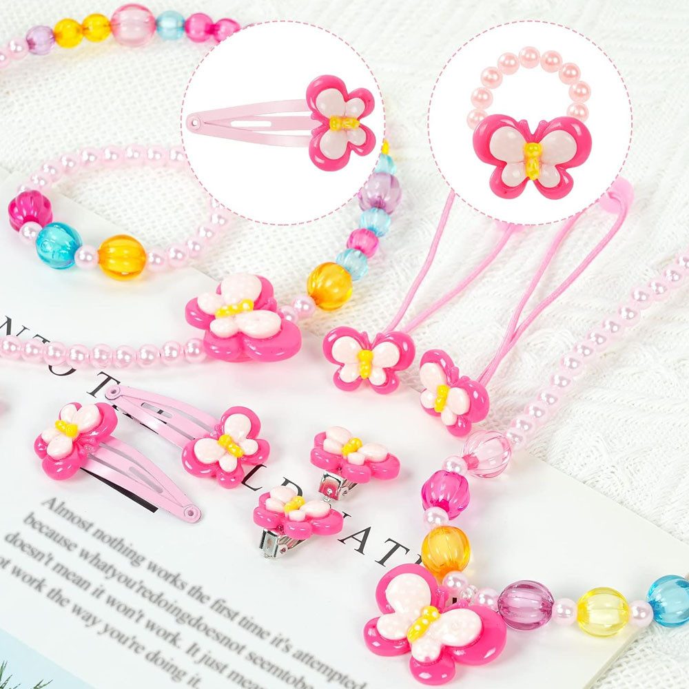 AFKSMILE Handtasche Kleine Mädchen Süße Plüsch Handtaschen, Kinderschmuck Set, 11 Stück – Bild 5 von 5