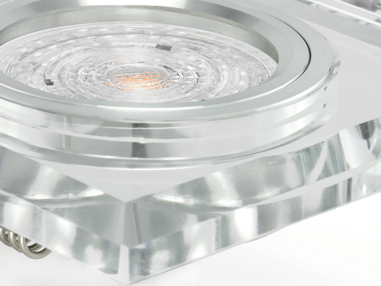 SSC-LUXon LED Einbaustrahler Design aus klar quadratisch Neutralweiß spiegelnd, Glas LED-Einbauspot 4,9W