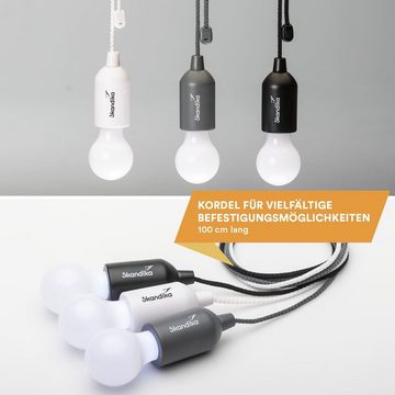 Skandika LED Gartenleuchte Campinglampe Narvik 4er-Set, LED Lampe, Pull Light, batteriebetriebene Glühbirne mit Zugschalter