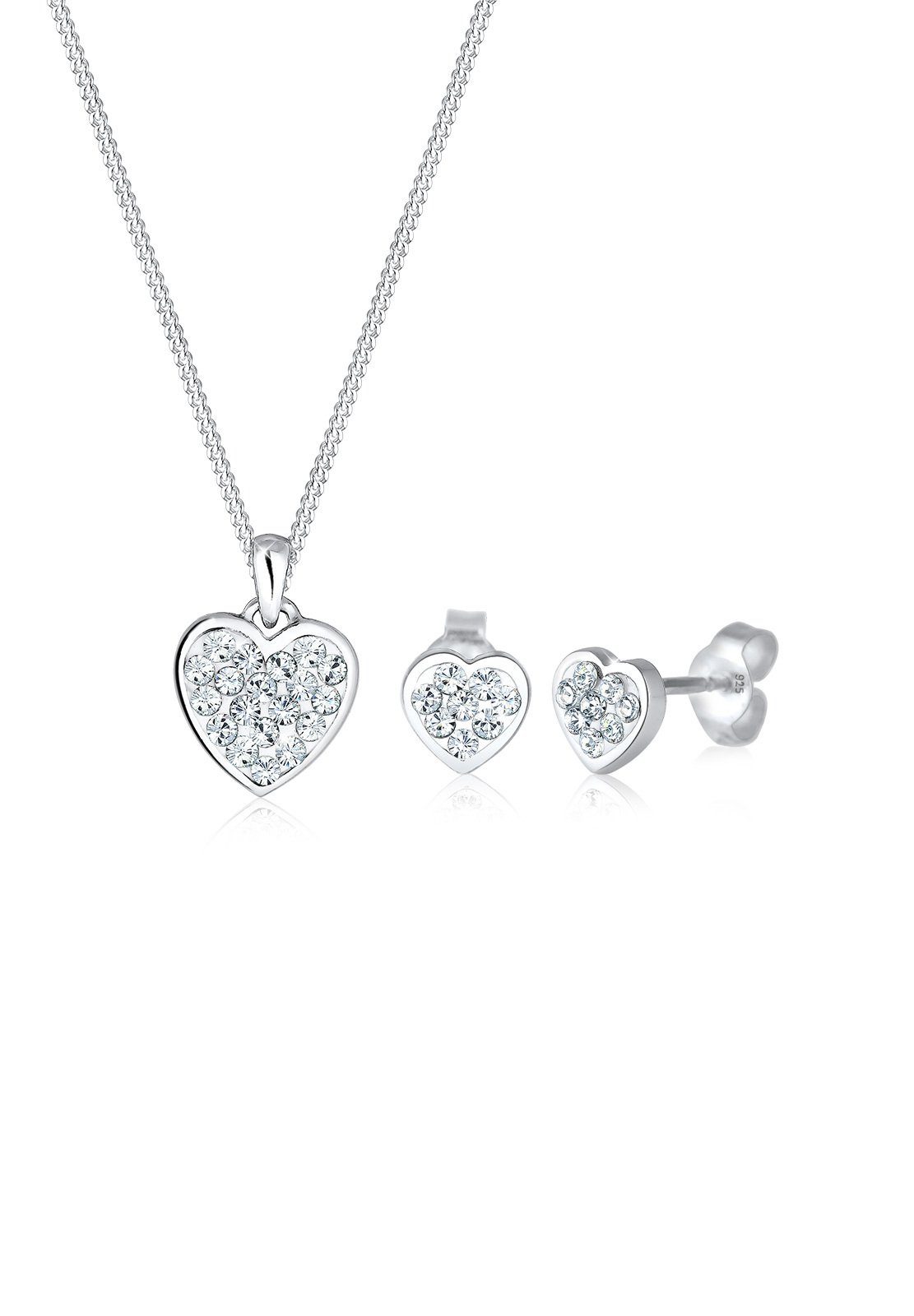 Elli Schmuckset Herz Weiß 925 Sterling Silber, mit Kristallen von Swarovski®