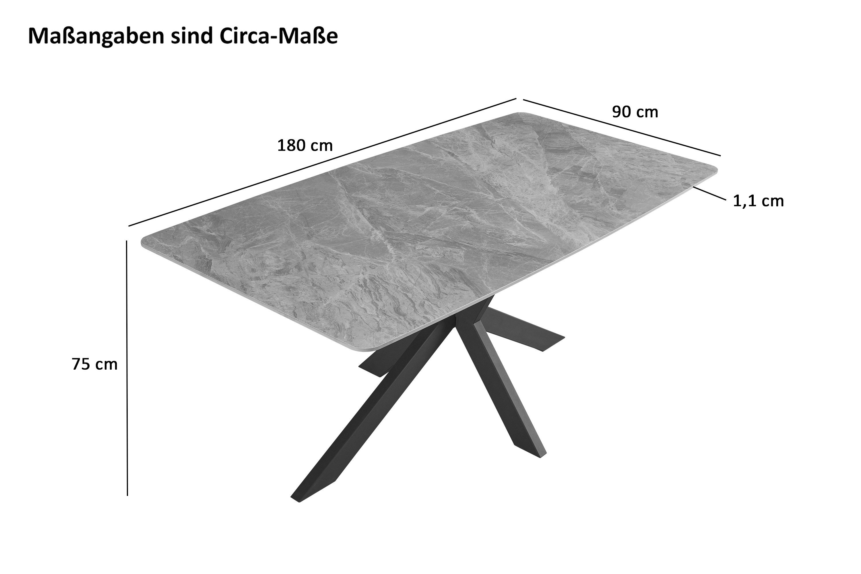Trelevo® Esstisch Aushda 180, Keramik, verschiedene günstig online kaufen