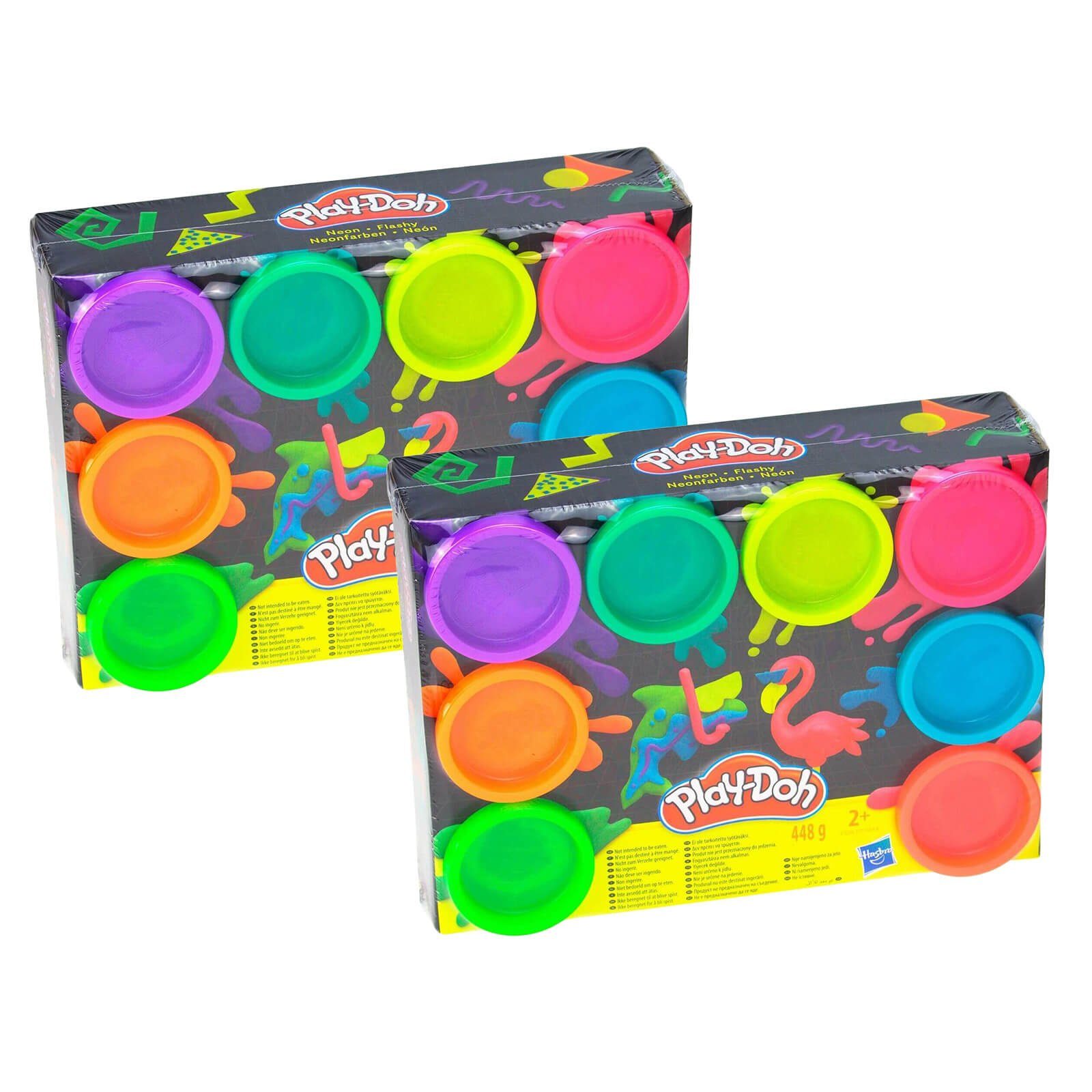 Play-Doh Knete Play-Doh 2x 8er Pack Knete Neon bunt Kinderknete