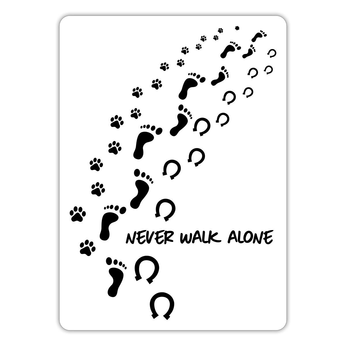 Spreadshirt Aufkleber Never Walk Alone Hund Mensch Hufabdrücke Sticker Aufkleber