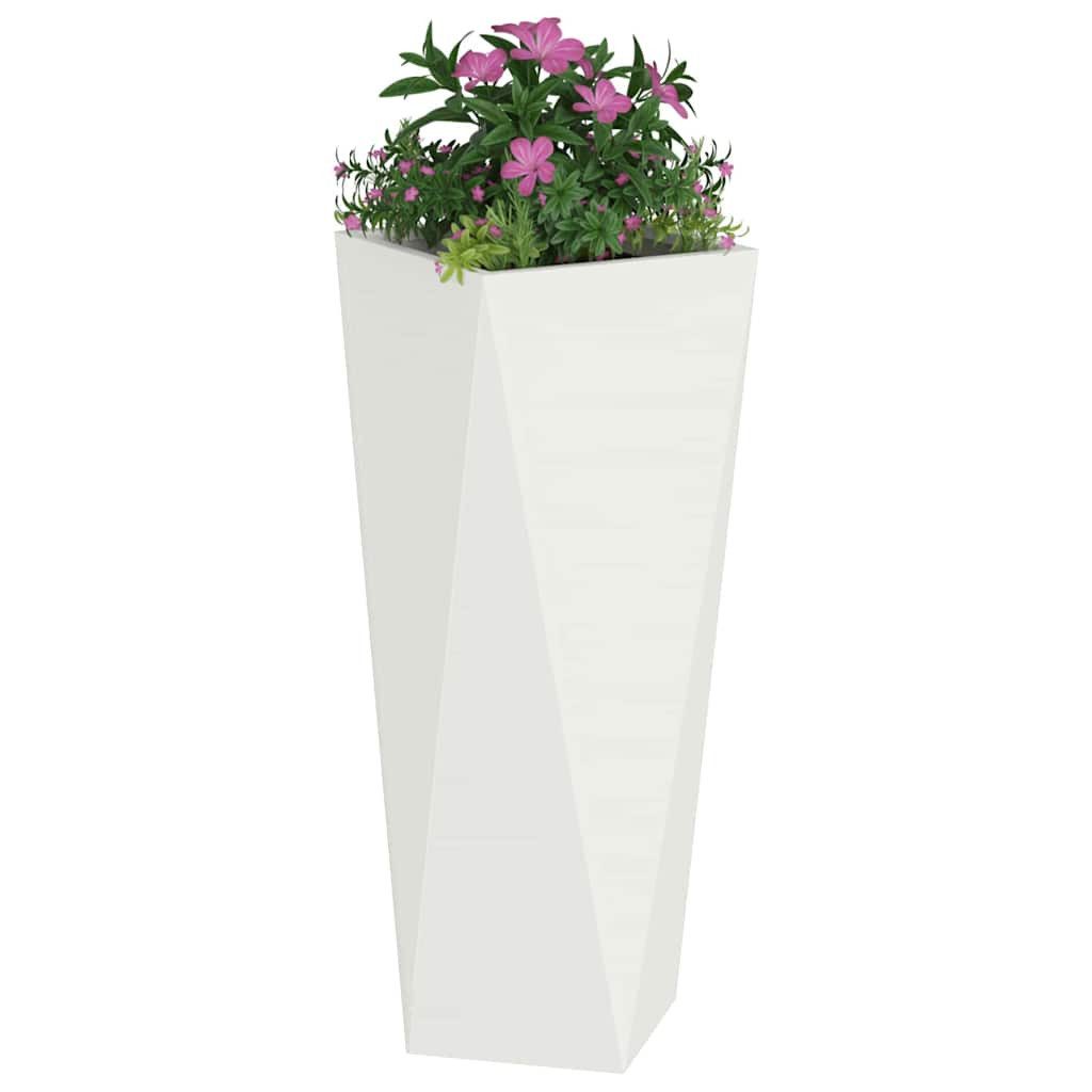 vidaXL Blumentopf Pflanzkübel Weiß 30 x 30 x 75 cm Stahl (1 St)