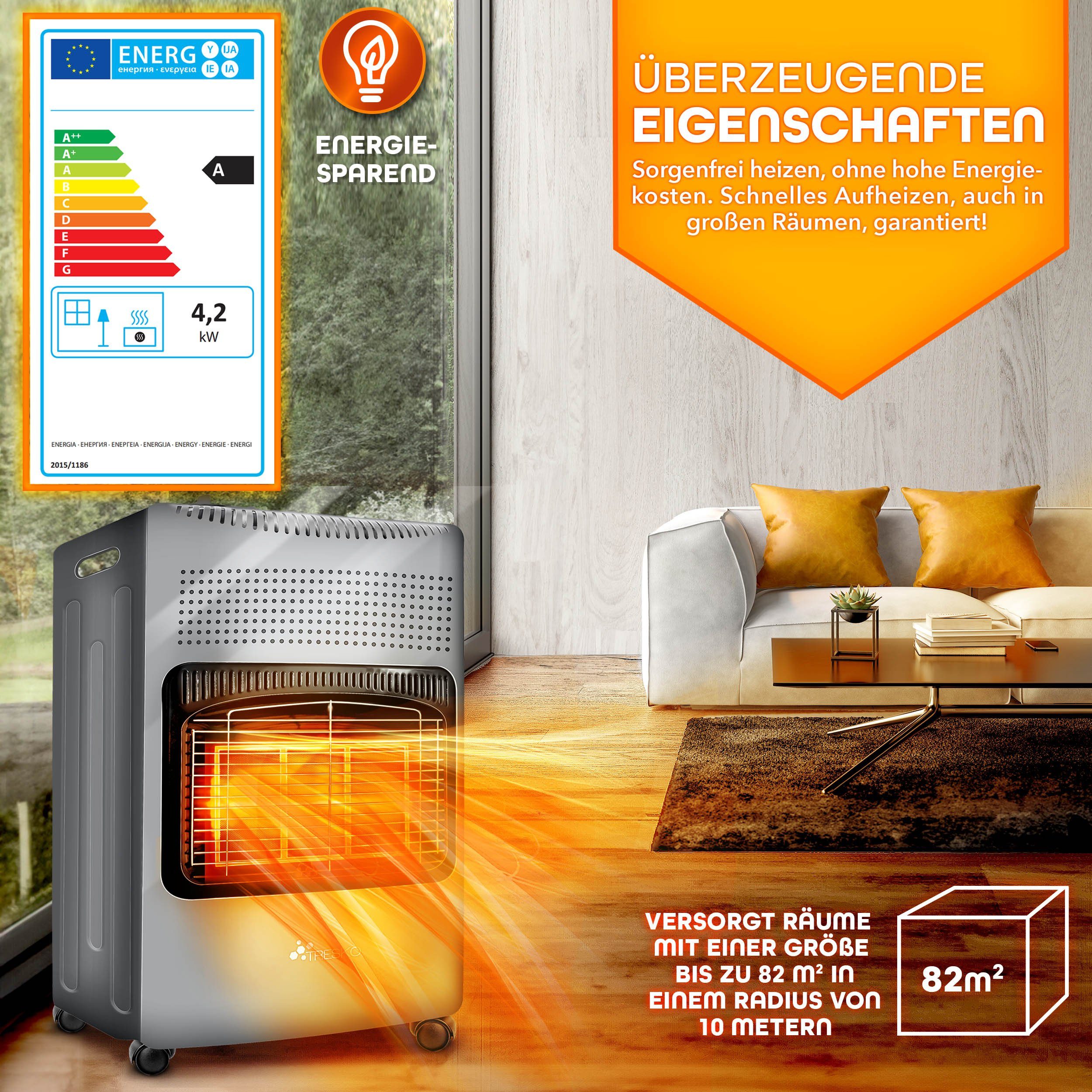 TRESKO Heizstrahler 4200 W Gasheizung + günstig online kaufen