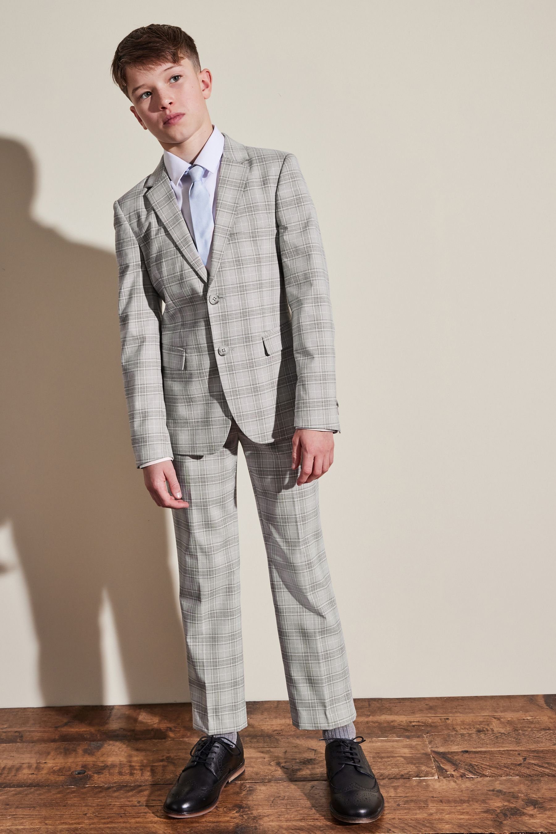 Anzug-Sakko Fit (1-tlg) Skinny Next Baukastensakko Check Grey