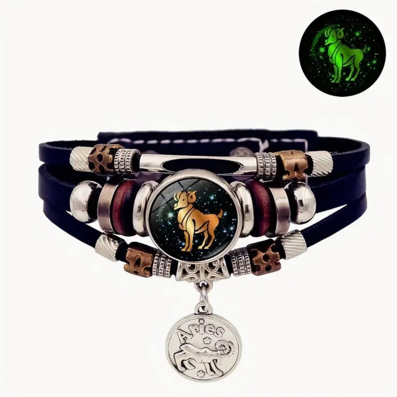 Armband mit Gravur Armband Sternzeichen Widder mit 3D Gravur im Glas