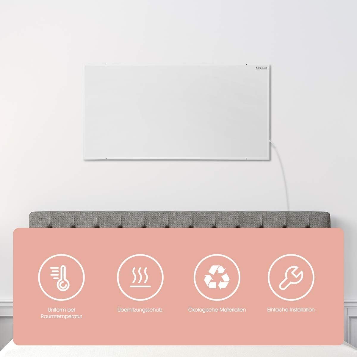 KOMFOTTEU Infrarotheizung, mit automatischem Überhitzungsschutz, 122x77x1,5cm