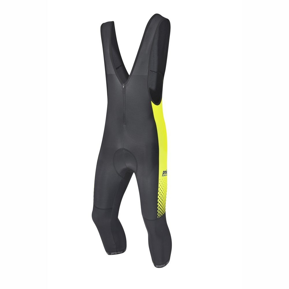 prolog cycling wear Funktionsleggings Winterradhose Herren ¾ lang wärmend “Safety Bib ¾ “, mit Polster 8 Std. Radmarathon Sitzpolster, hoch geschnittener Leib