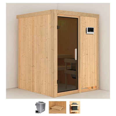 Karibu Sauna Norma, BxTxH: 151 x 151 x 198 cm, 68 mm, (Set) 4,5-kW-Bio-Ofen mit externer Steuerung