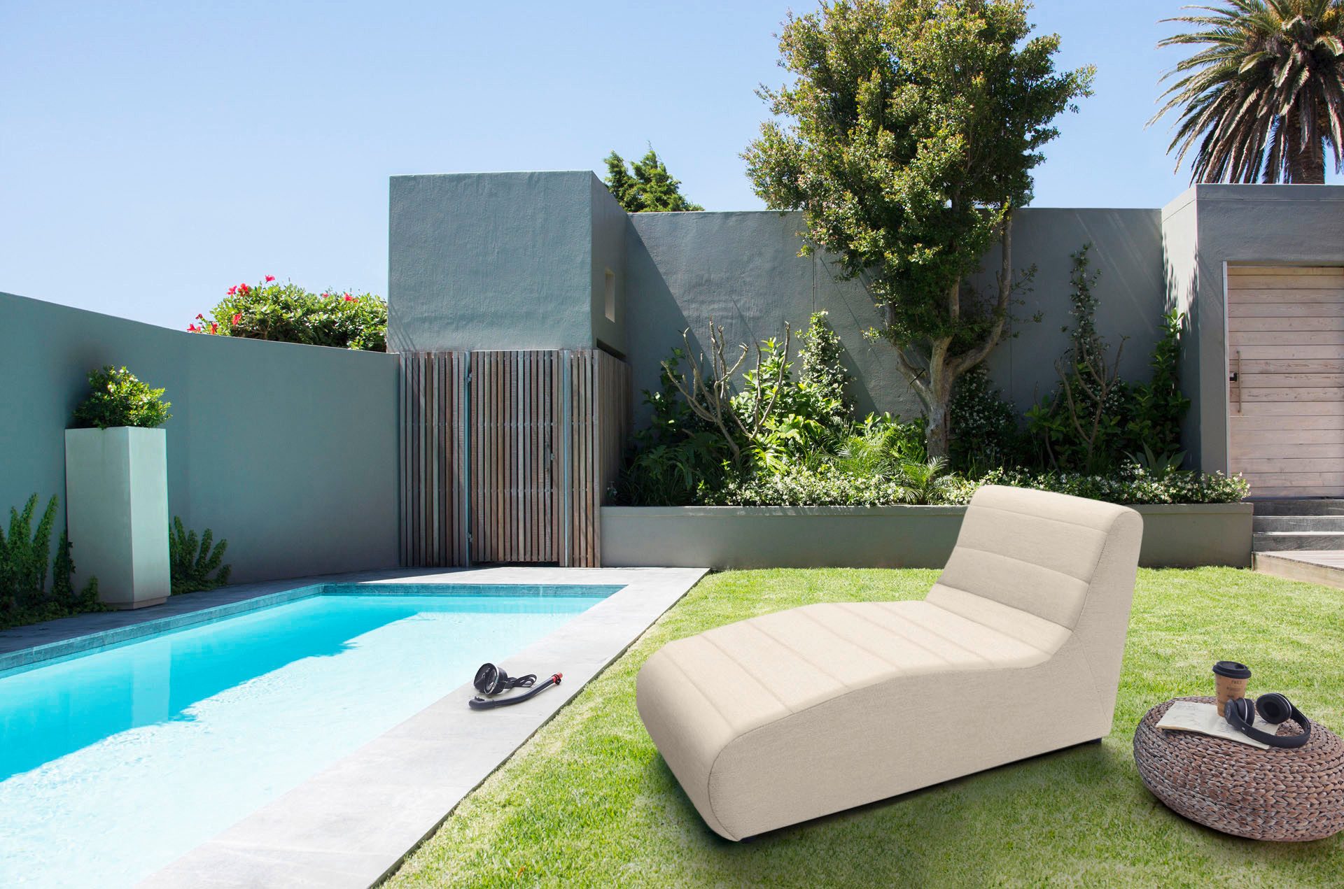 DOMO collection Sofaelement Soleil, pflegeleichter und wetterfester Bezug, Outdoor, besonderes Design und Formgebung, individuell erweiterbar