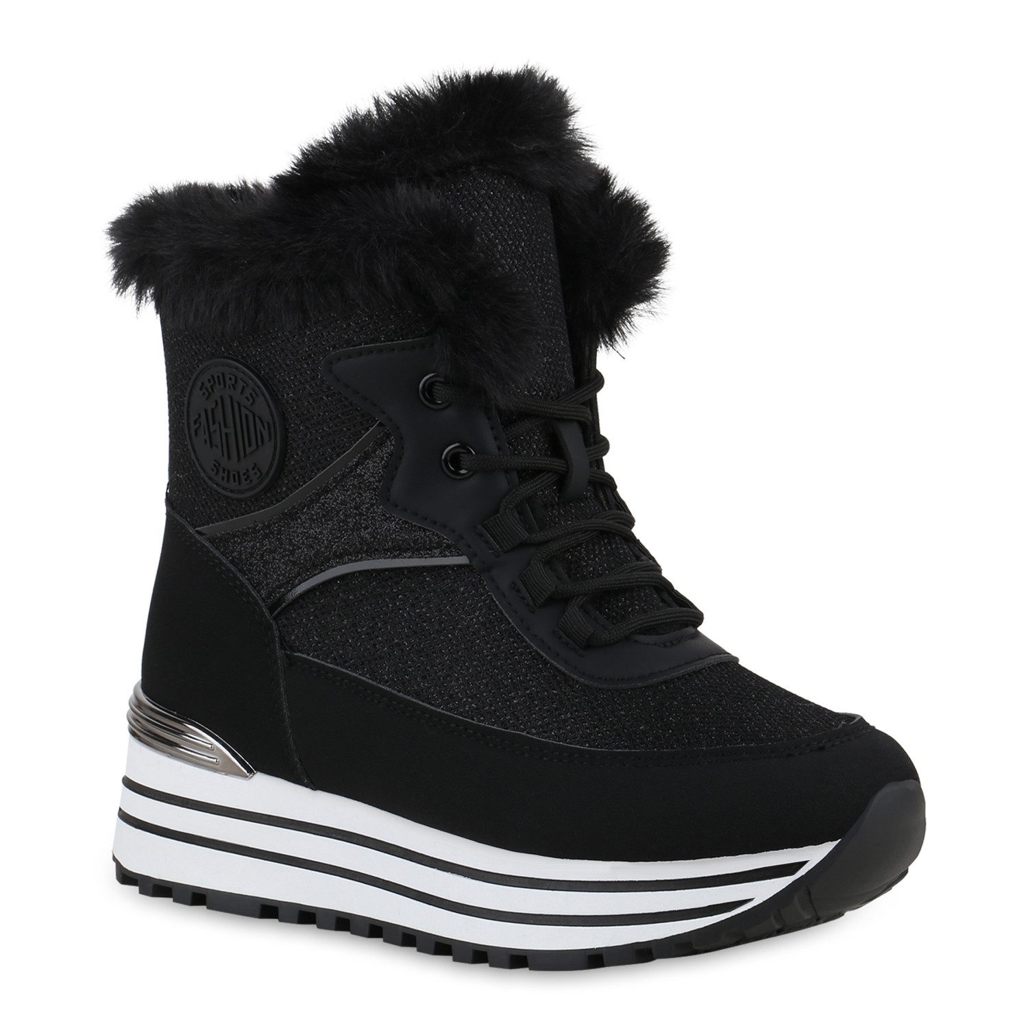 VAN HILL 841426 Sneaker Damen Warm Gefütterte Sneakerstiefel Sneaker Kunstf günstig online kaufen