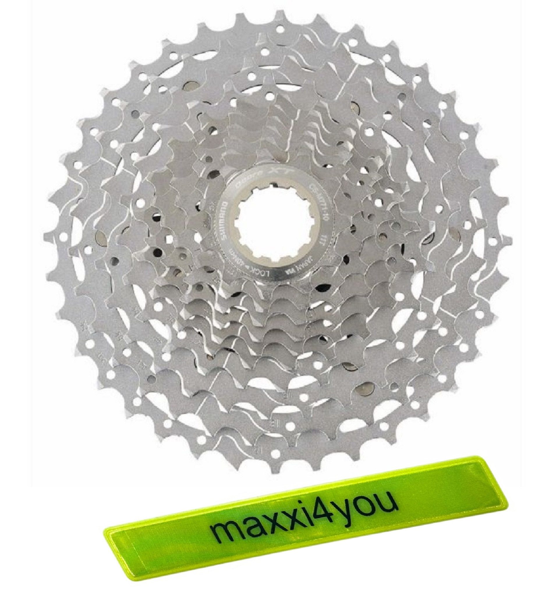 maxxi4you Schaltwerk Shimano Kassetten Deore CS-M4100 10-fach 11-46 Zähne inkl. Reflexband