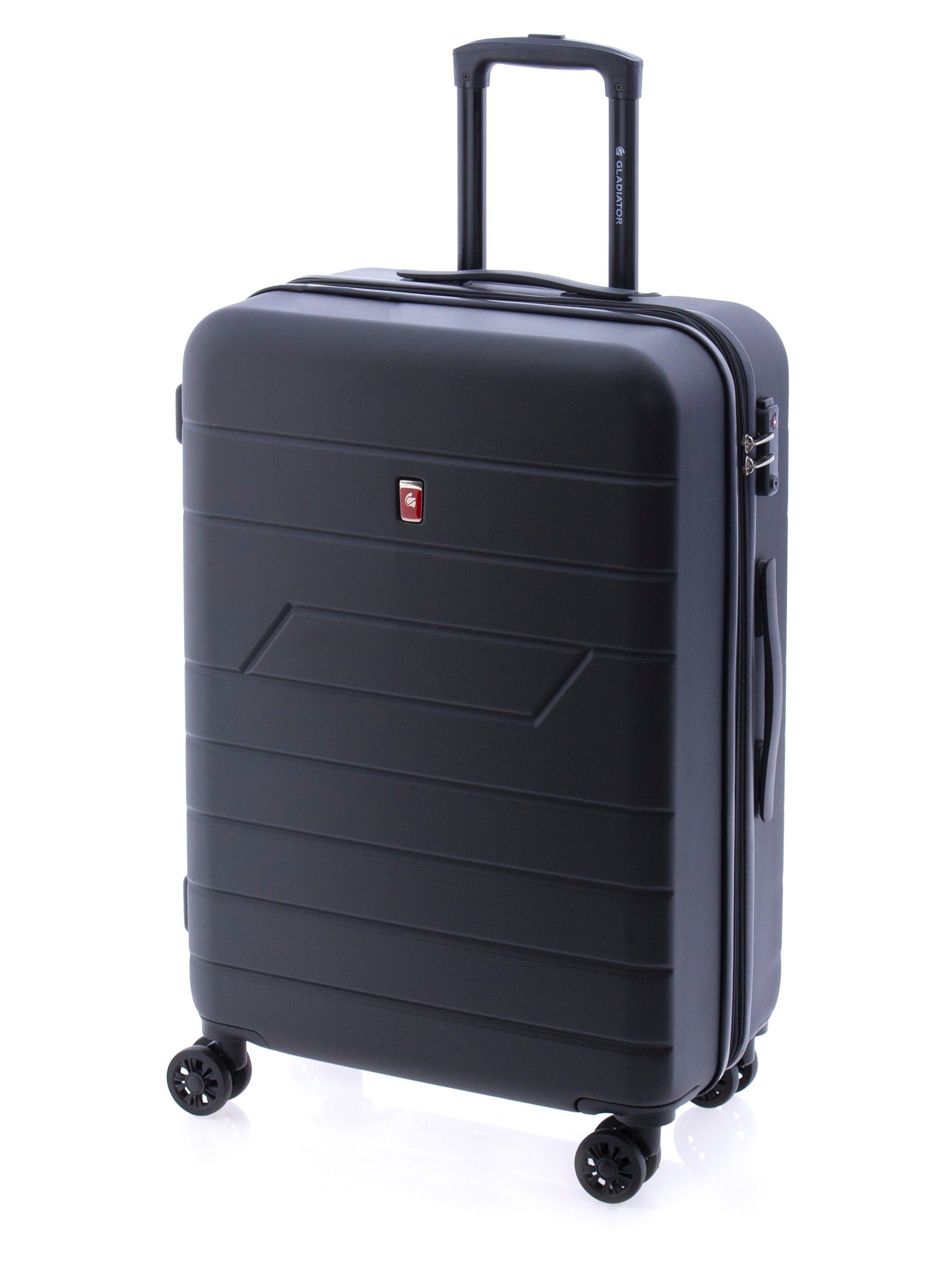 GLADIATOR Hartschalen-Trolley Koffer - 65 cm, Volumen:72 Liter, 4 Rollen, TSA, Dehnfalte, div.Farben schwarz