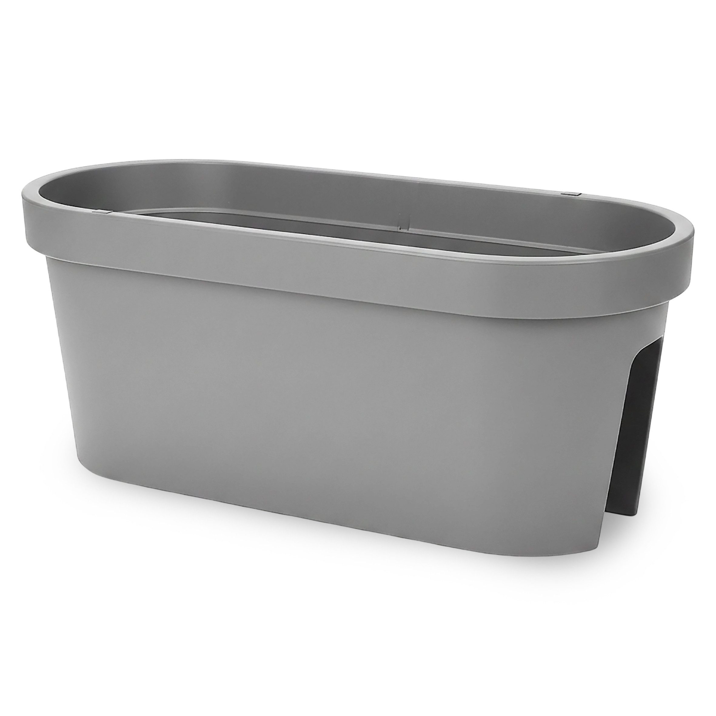 Spetebo Blumentopf Balkon Blumentopf OVAL - groß / grau (Stück, 1 St., Pflanztopf), Kunststoff Pflanzkasten zum Einhängen