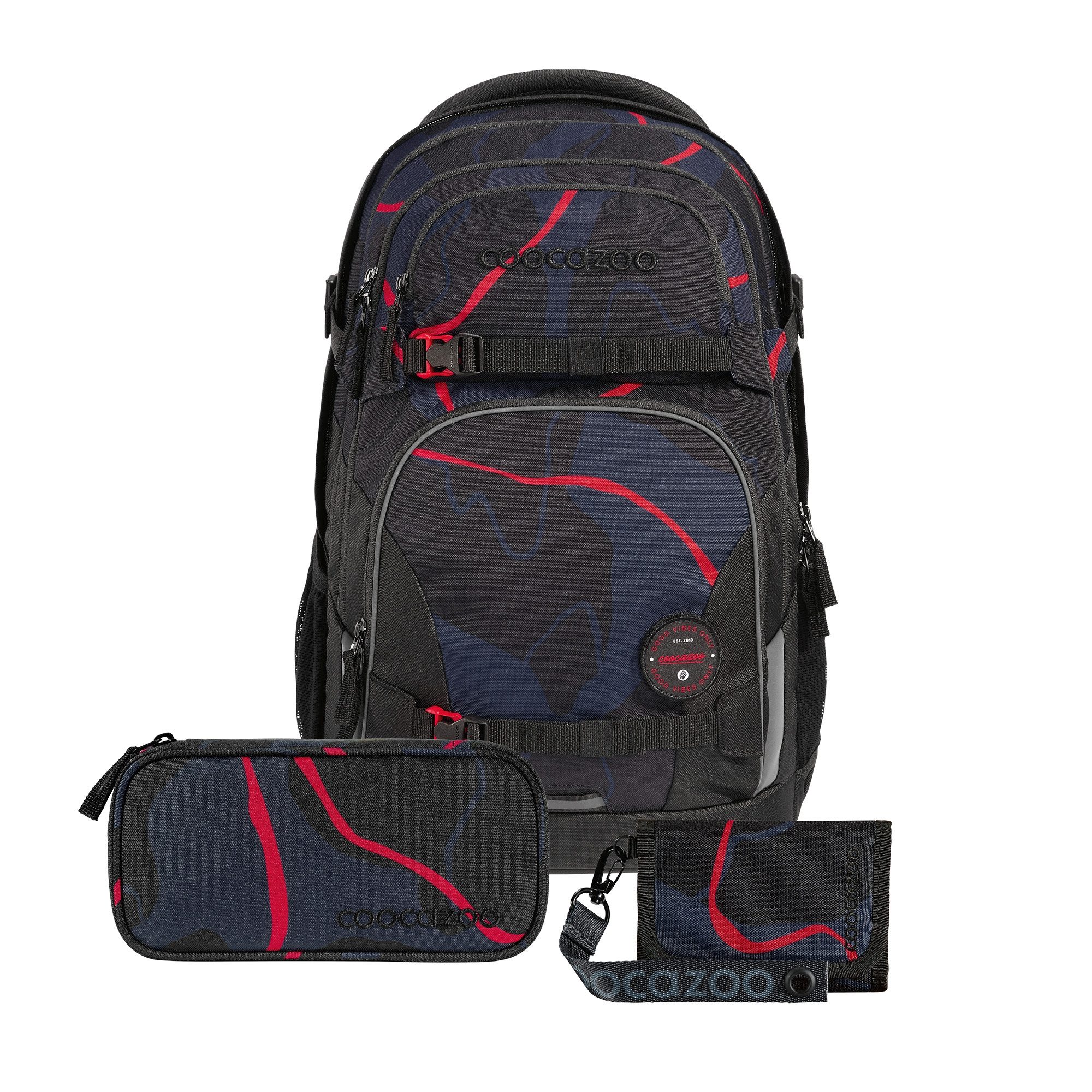 coocazoo Schulranzen Schulrucksack-Set PORTER, Mäppchen Geldbörse (3-tlg)