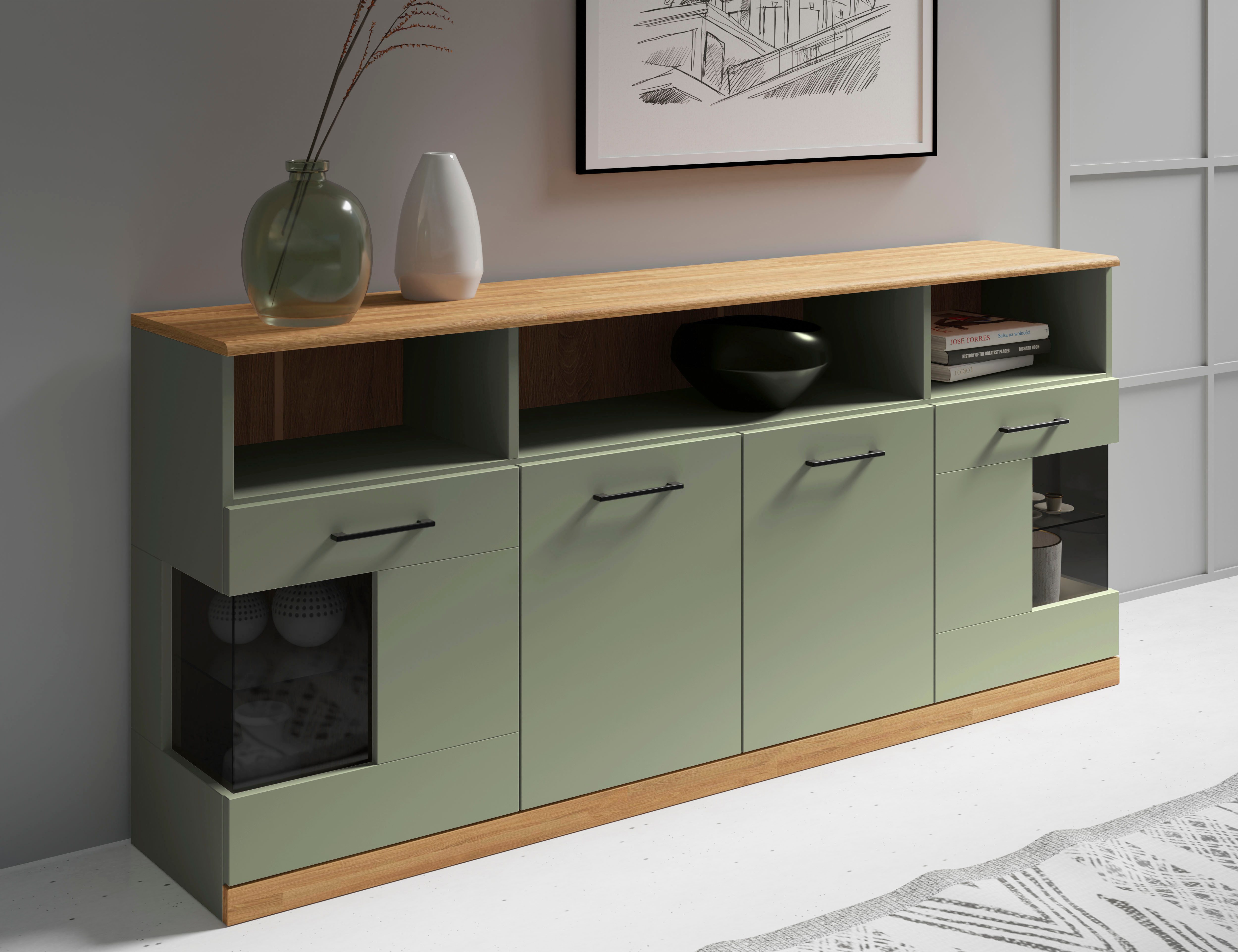 Sideboard Ribe,180cm breit,80cm hoch, 9 Fächer