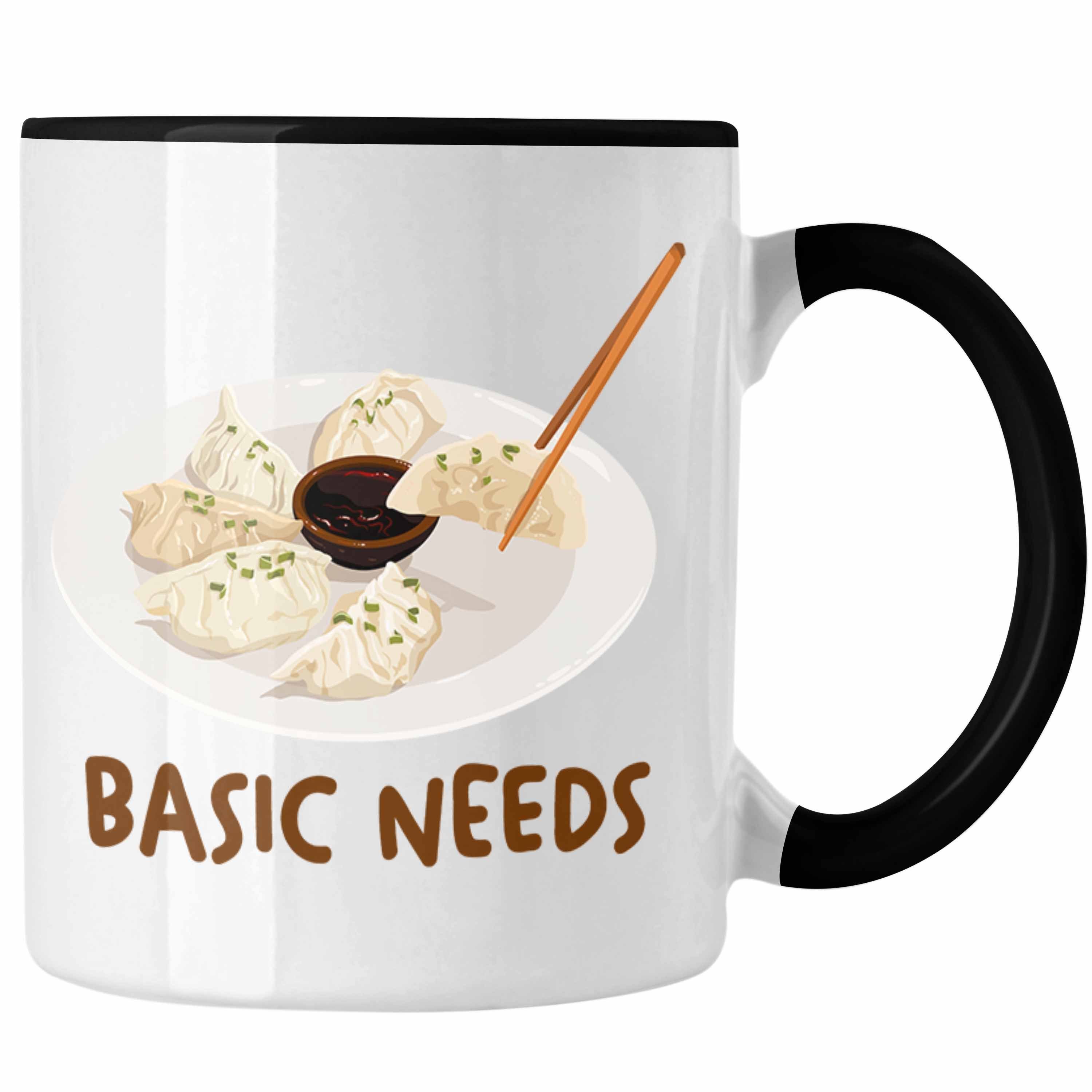 Trendation Tasse Trendation - Dumpling Tasse Geschenk Gyozas Asiatisch Sushi Liebhaber Geschenkidee Basic Needs Schwarz