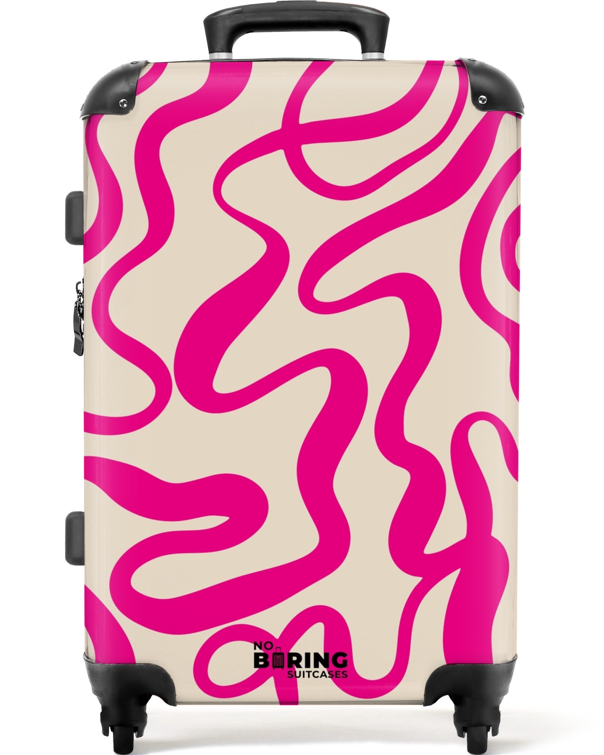 NoBoringSuitcases.com© Hartschalen-Trolley Beige mit rosa abstrakten günstig online kaufen