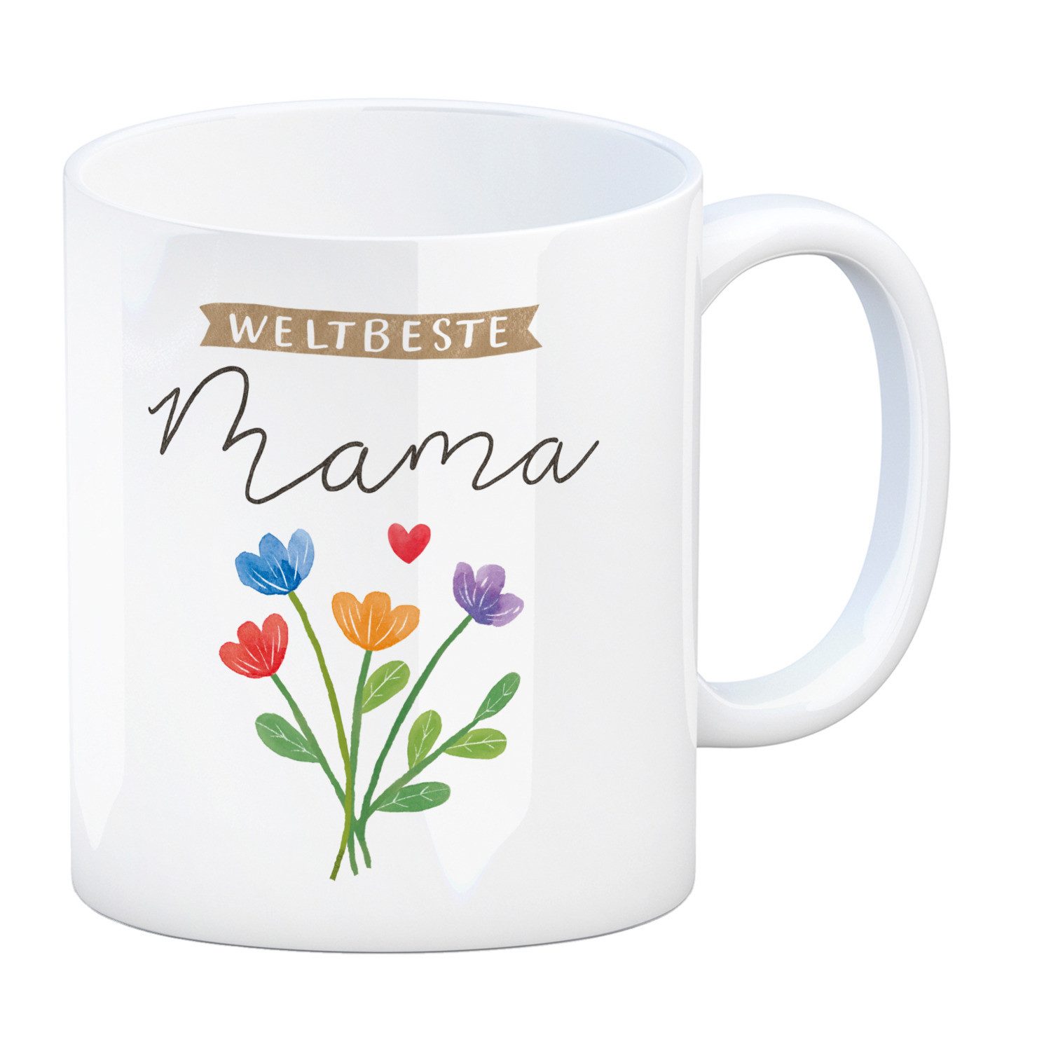 Tasse Blumenstrauß Kaffeebecher mit Spruch Weltbeste Mama