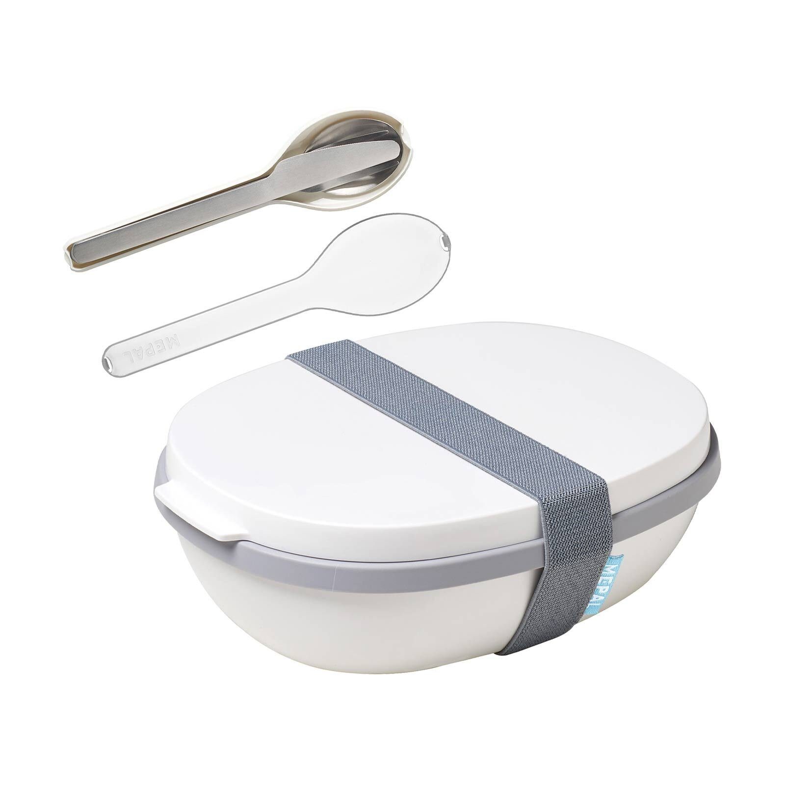 Mepal Lunchbox Ellipse Lunchbox Duo mit Besteck 22,5 x 17,5 cm, Material-Mix, (2-tlg), Spülmaschinengeeignet, Mikrowellenfest