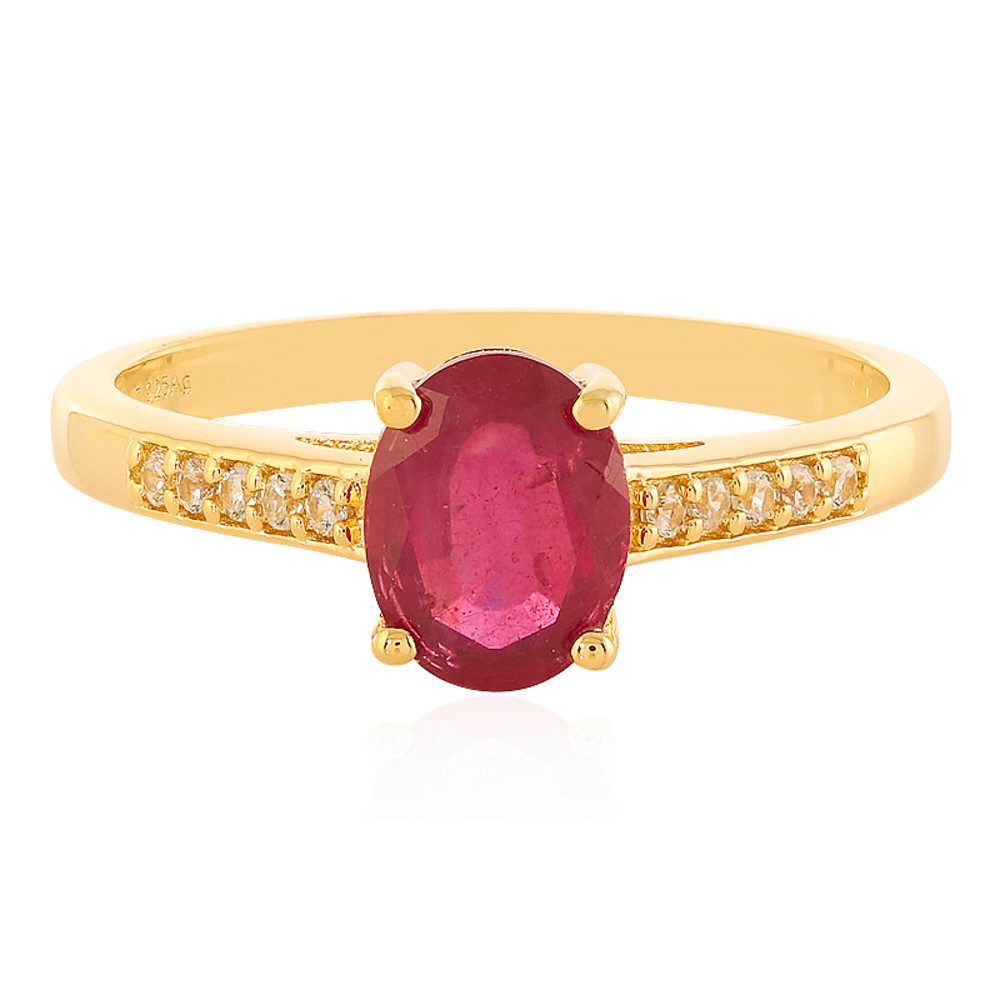 Cavill Silberring Rubinring 2,43 ct, oval, 925 Silber goldplattiert mit Zirkon (1-tlg)