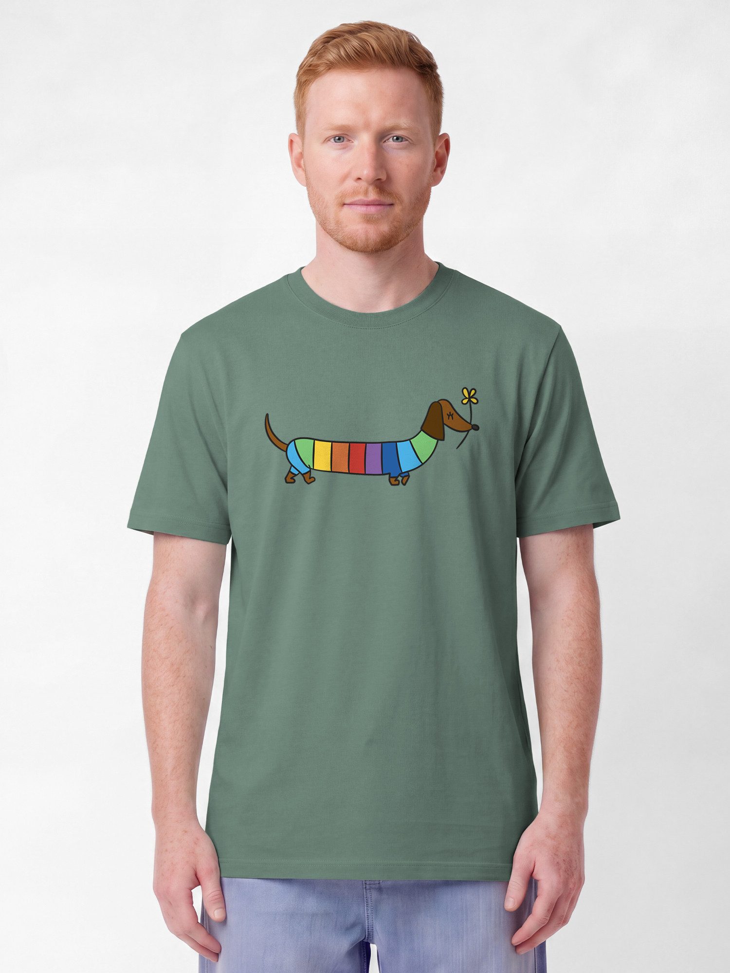 wat? Apparel T-Shirt Regenbogen Dackel