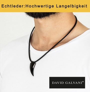 David Galvani Lange Kette Lederband Lederhalskette mit Anhänger Wolf (1-tlg), Echtleder Handmade